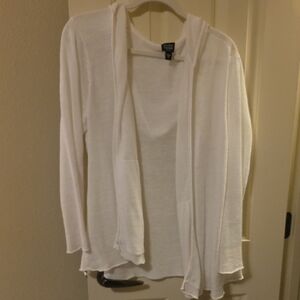 Eileen Fisher White Hooded Cardigan